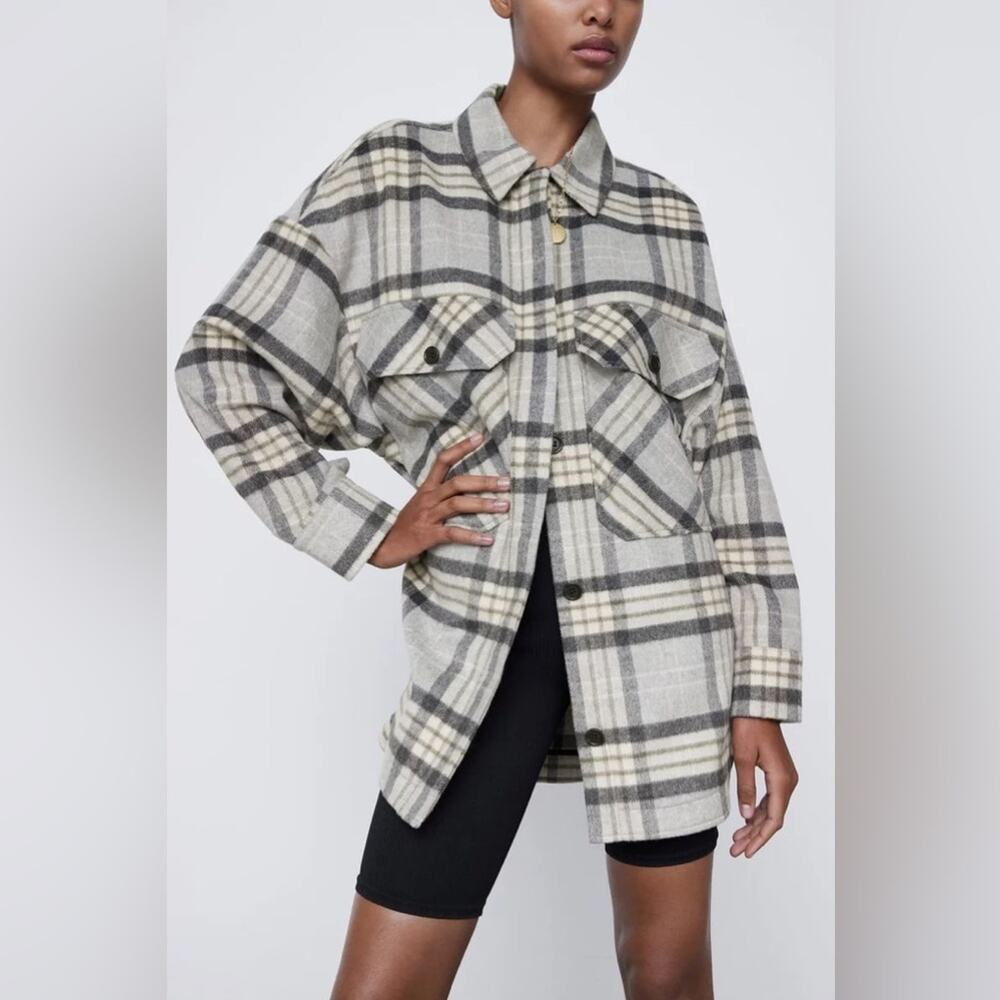 Zara Plaid Shirt Jacket Size XL